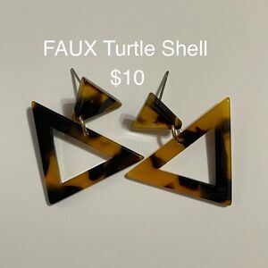 Faux Turtle Shell Triangle Earrings